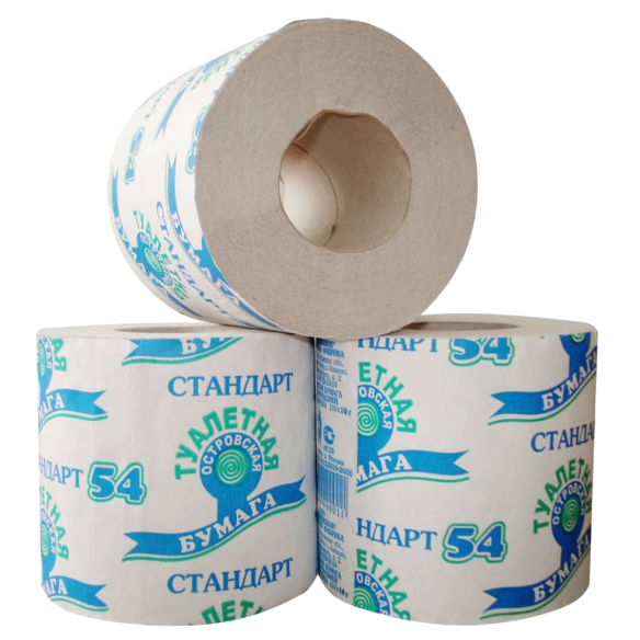 Туалетная бумага однослойная, 54 метра