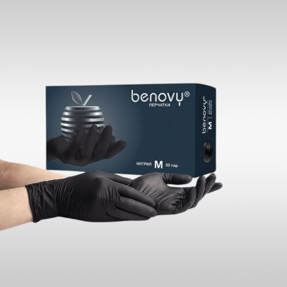 Перчатки нитриловые Benovy черные