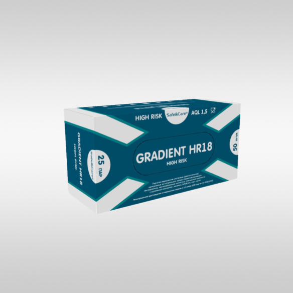 Перчатки Save&Care латексные сверхпрочные Gradient HR Hight Risk, 18 гр.
